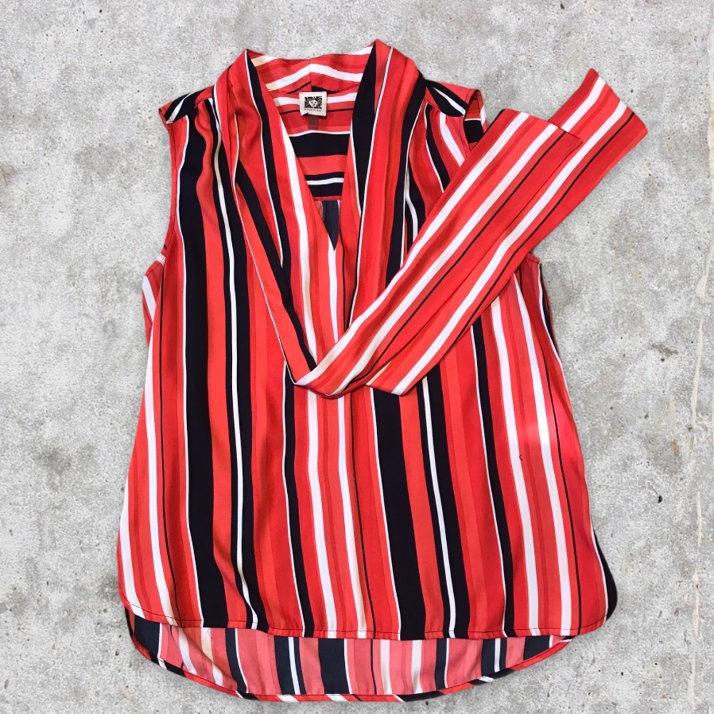 Anne Klein V-Neck, Sleeveless Blouse
